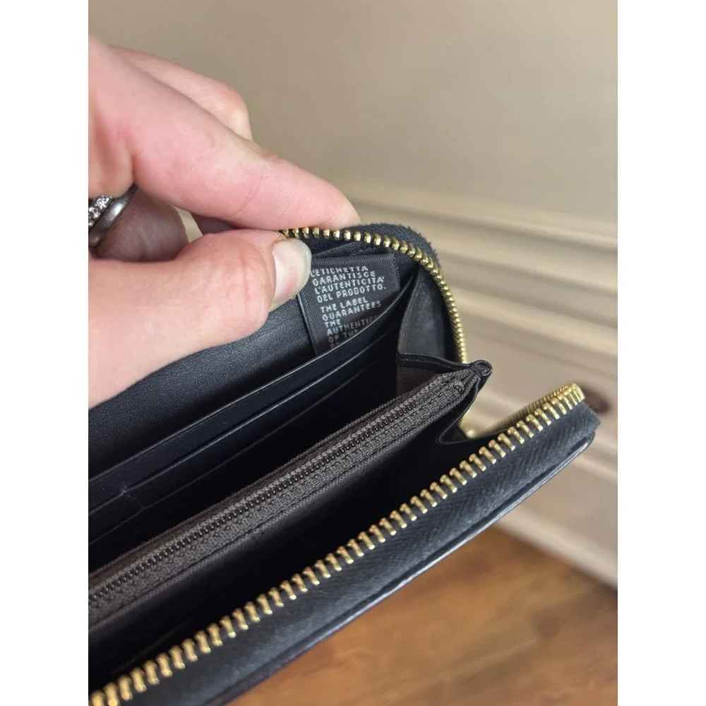 Fendi Pequin Canvas Continental Wallet Authentic EUC Zip Close Brown Made Italy - Picture 10 of 14